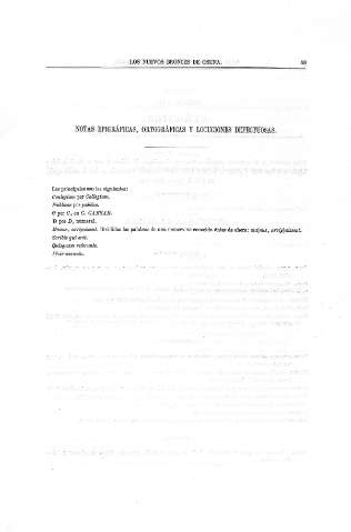 Notas epigráficas, ortográficas y locuciones defectuosas