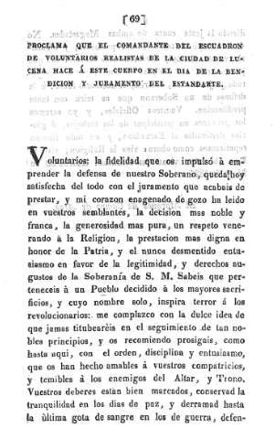 Proclama que el comandante del escuadrón de voluntarios realistas...