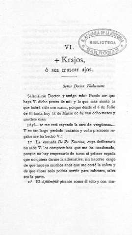 VI. +Krajos, ó sea mascar ajos