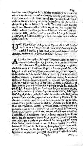 Don Francisco de las Quentas Zayas del Consexo de S. M. en el de Hacienda Oydor de la Real Audiencia de esta Ciudad de Sevilla...