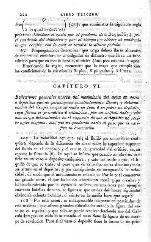 Capítulo VI. Reflexiones generales acerca del movimiento del agua en casos o depósitos ...