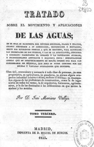 Tratado sobre le movimiento y aplicaciones de las aguas