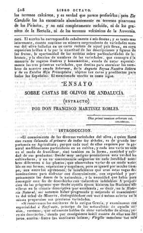Ensayo sobre castas de olivos de Andalucía.