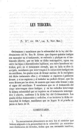 Ley Tercera  -  Comentario