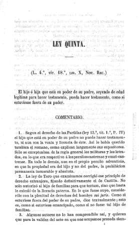 Ley Quinta  -  Comentario