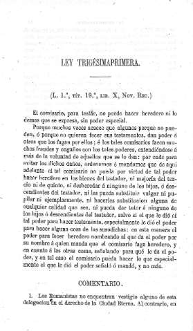 Ley Trigésimaprimera  -  Comentario