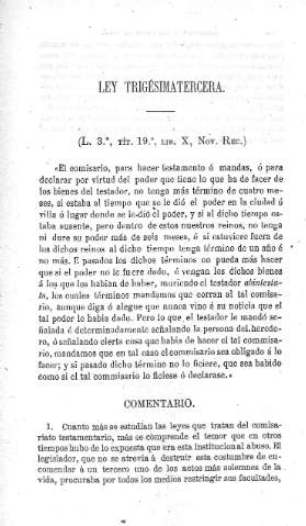 Ley Trigésimatercera  -  Comentario