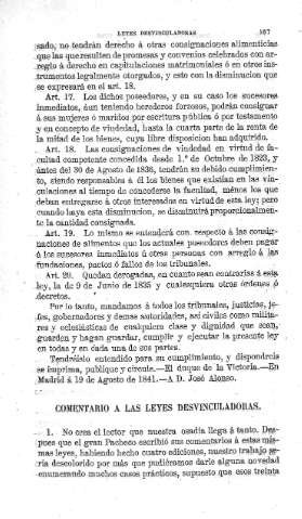 Comentario a las Leyes desvinculadoras