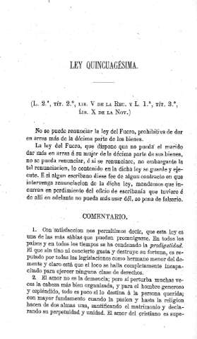 Ley Quincuagésima - Comentario