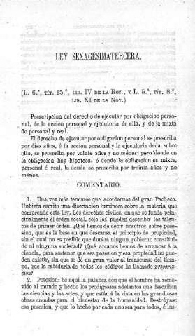 Ley sexagésimatercera - Comentario