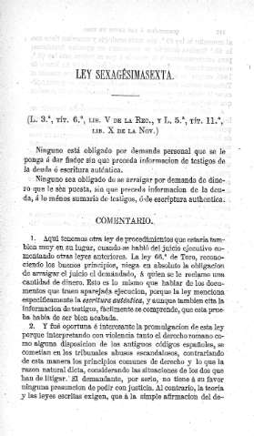 Ley sexagésimasexta - Comentario