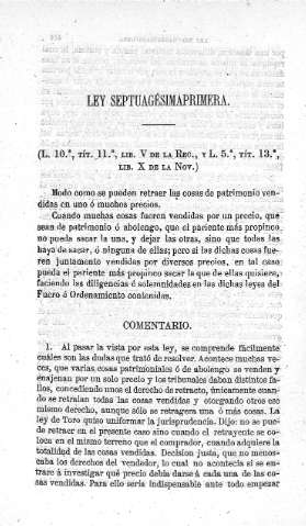 Ley septuagésimaprimera - Comentario