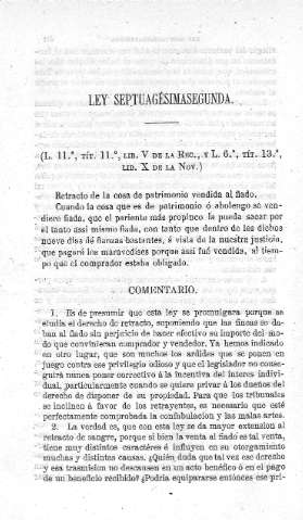 Ley septuagésimasegunda - Comentario 