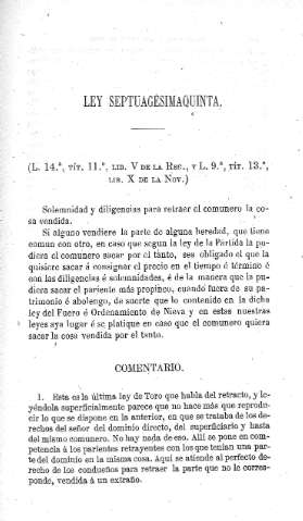 Ley septuagésimaquinta - Comentario
