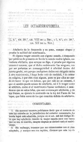 Ley octagésimaprimera - Comentario