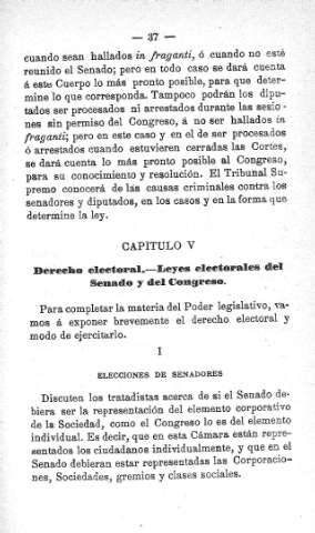 Capítulo V. Derecho electoral - Leyes electorales del Senado y del Congreso