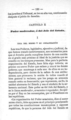 Capitulo X. Poder moderador, ó del Jefe del Estado