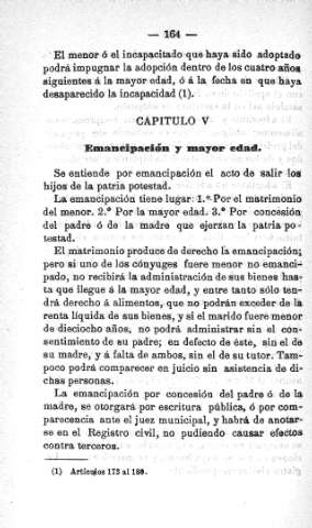 Capitulo V. Emancipación y mayor de edad