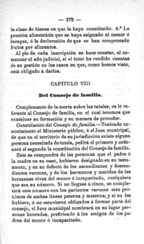 Capitulo VIII. Del Consejo de familia