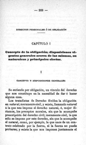 Derechos personales ó de obligación - Capitulo I. Concepto de la obligación...