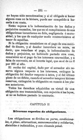 II. Diversas especies de obligaciones