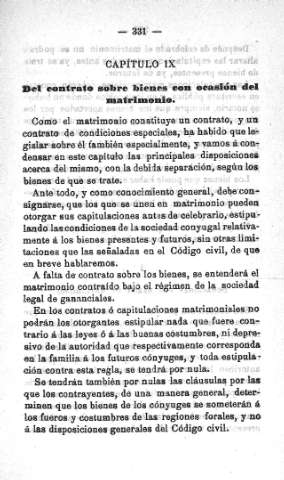 Capitulo IX. Del contrato sobre bienes con ocasión del matrimonio