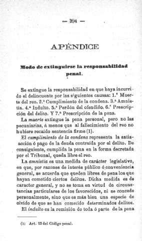 Apéndice. Modos de extinguirse la responsabilidad penal