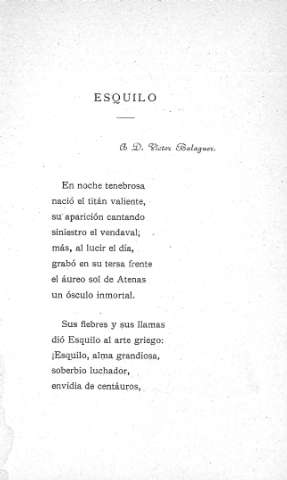 Esquilo - A D. Victor Balaguer