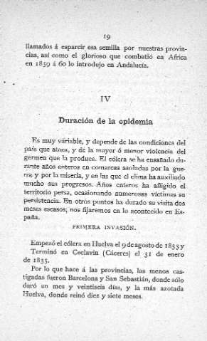 IV. Duración de la epidemia