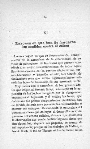 XI. Razones en que han de fundarse las medidas contra el cólera