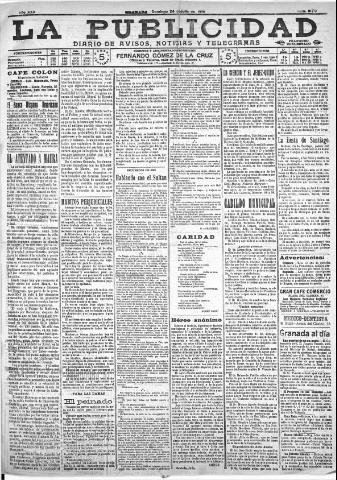 'La publicidad : diario de avisos noticias y telegramas. Eco fiel de la opinión y verdadero defensor de los intereses morales y materiales de Granada y su provincia' - Año XXX Número 8179 (24/07/1910)