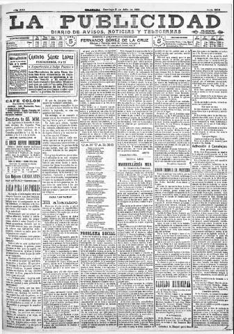 'La publicidad : diario de avisos noticias y telegramas. Eco fiel de la opinión y verdadero defensor de los intereses morales y materiales de Granada y su provincia' - Año XXX Número 8159 (03/07/1910)