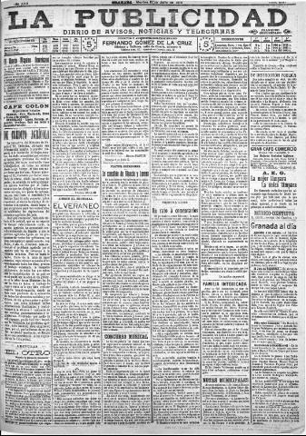 'La publicidad : diario de avisos noticias y telegramas. Eco fiel de la opinión y verdadero defensor de los intereses morales y materiales de Granada y su provincia' - Año XXX Número 8167 (12/07/1910)