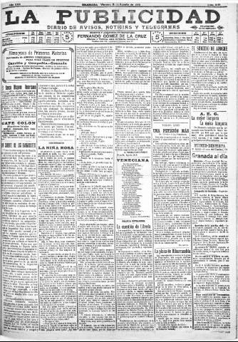 'La publicidad : diario de avisos noticias y telegramas. Eco fiel de la opinión y verdadero defensor de los intereses morales y materiales de Granada y su provincia' - Año XXX Número 8191 (05/08/1910)