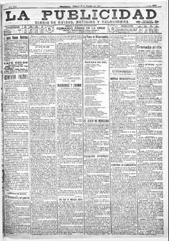 'La publicidad : diario de avisos noticias y telegramas. Eco fiel de la opinión y verdadero defensor de los intereses morales y materiales de Granada y su provincia' - Año XXX Número 8192 (06/08/1910)