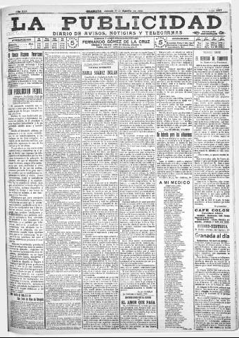 'La publicidad : diario de avisos noticias y telegramas. Eco fiel de la opinión y verdadero defensor de los intereses morales y materiales de Granada y su provincia' - Año XXX Número 8197 (11/08/1910)
