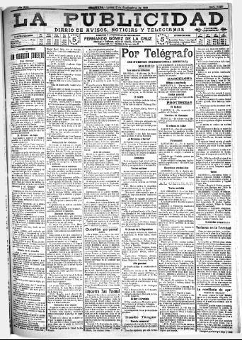 'La publicidad : diario de avisos noticias y telegramas. Eco fiel de la opinión y verdadero defensor de los intereses morales y materiales de Granada y su provincia' - Año XXX Número 8229 (12/09/1910)