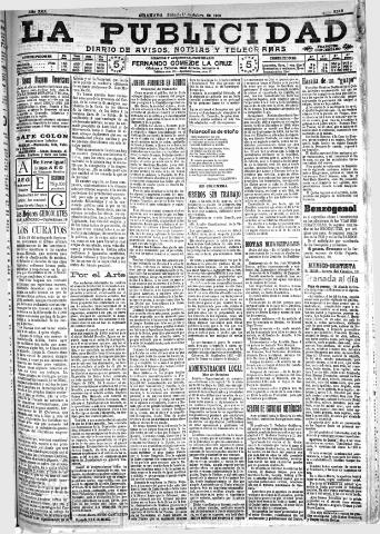 'La publicidad : diario de avisos noticias y telegramas. Eco fiel de la opinión y verdadero defensor de los intereses morales y materiales de Granada y su provincia' - Año XXX Número 8248 (01/10/1910)