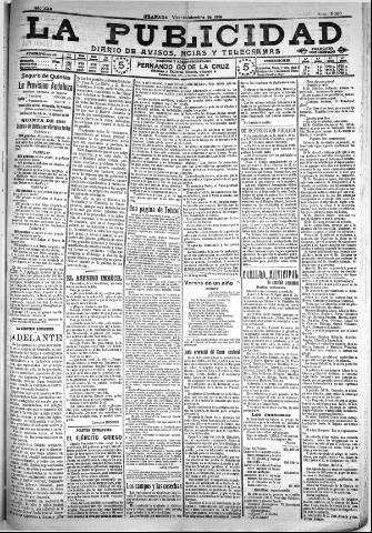 'La publicidad : diario de avisos noticias y telegramas. Eco fiel de la opinión y verdadero defensor de los intereses morales y materiales de Granada y su provincia' - Año XXX Número 8310 (02/12/1910)
