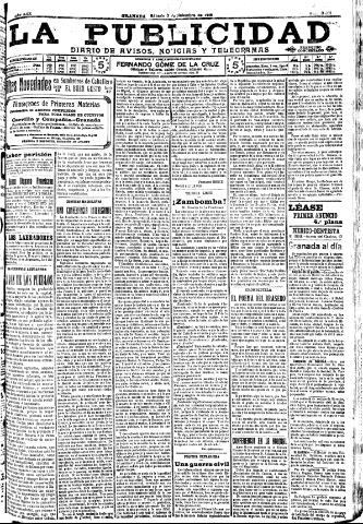 'La publicidad : diario de avisos noticias y telegramas. Eco fiel de la opinión y verdadero defensor de los intereses morales y materiales de Granada y su provincia' - Año XXX Número 8311 (03/12/1910)
