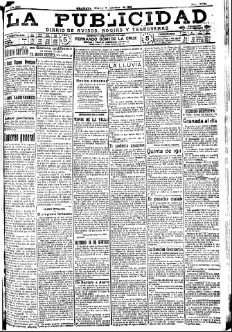 'La publicidad : diario de avisos noticias y telegramas. Eco fiel de la opinión y verdadero defensor de los intereses morales y materiales de Granada y su provincia' - Año XXX Número 8314 (06/12/1910)