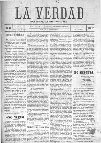 'La verdad : periódico tradicionalista' - Año XIII Número 1 (09/01/1910)