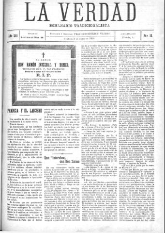 'La verdad : periódico tradicionalista' - Año XIII Número 12 (03/04/1910)