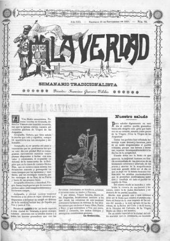 'La verdad : periódico tradicionalista' - Año XIII Número 32 (18/09/1910)