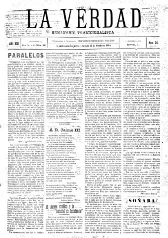 'La verdad : periódico tradicionalista' - Año XIII Número 35 (15/10/1910)