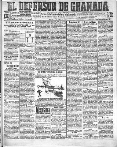 'El Defensor de Granada : diario político independiente' - Año XXXI Número 15019 (11/01/1910)