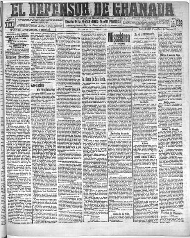 'El Defensor de Granada : diario político independiente' - Año XXXI Número 15026 (18/01/1910)