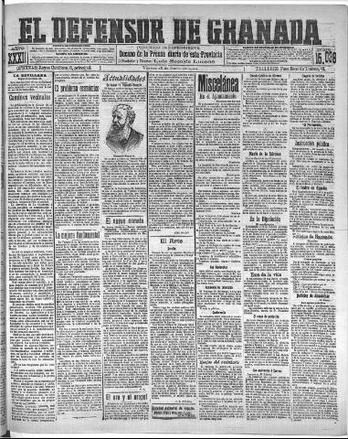 'El Defensor de Granada : diario político independiente' - Año XXXI Número 15036 (28/01/1910)