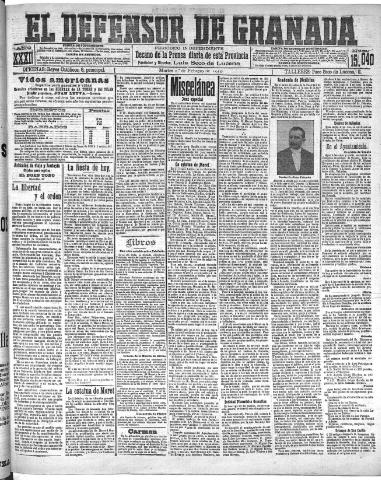 'El Defensor de Granada : diario político independiente' - Año XXXI Número 15040 (01/02/1910)