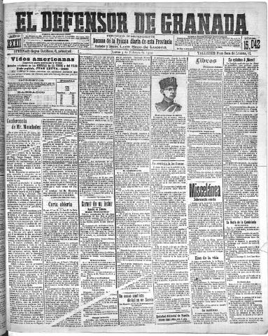 'El Defensor de Granada : diario político independiente' - Año XXXI Número 15042 (03/02/1910)